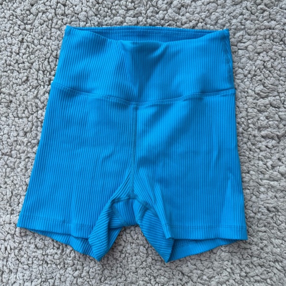 Years of ours Vibrant Blue Ribbed High-Waisted Shorts - Picture 1 of 3
